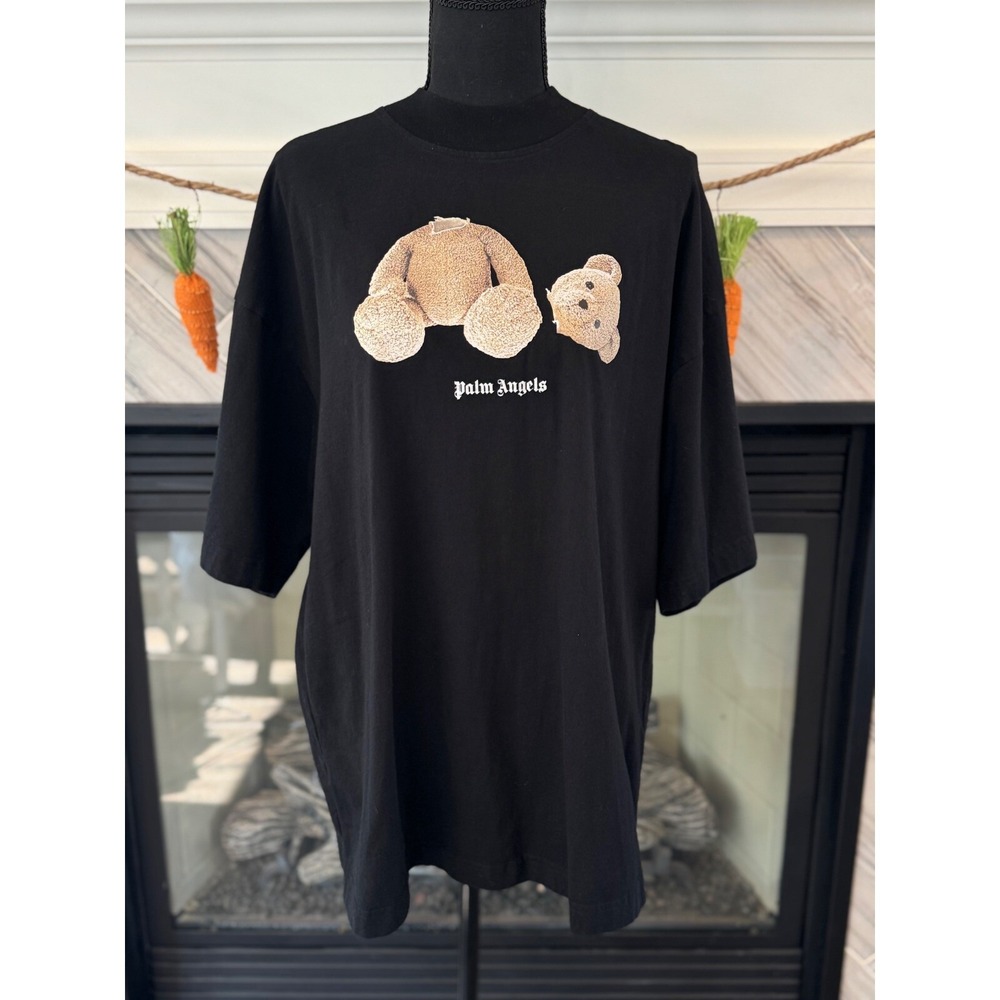 Palm Angels Graphic Print Tee Oversized Fit Relaxed Black Top‎ Medium